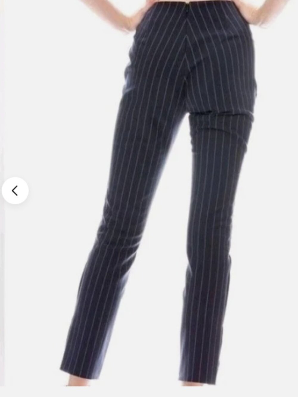 Rag & Bone Simone Cropped Side-Snap Pants Navy Red Pinstripe – Size 2 - Picture 2 of 9